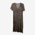 Midi Dress Micro Leopard Print Short‑Sleeve Button