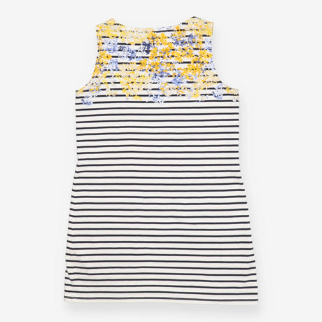 Sleeveless Striped Jersey Dress with Blue and Yell