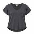 Top Short Sleeve Charcoal Grey V-Neck Cotton Blend