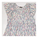 Dress Printed White Mix Short Sleeve Midi Belted