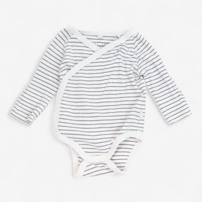 Bodysuit wrap around white with grey stripe