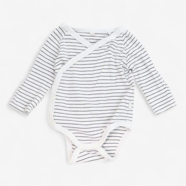 Bodysuit wrap around white with grey stripe