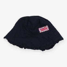 Navy floral lined bucket hat