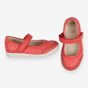 Coral pink polka dot shoes
