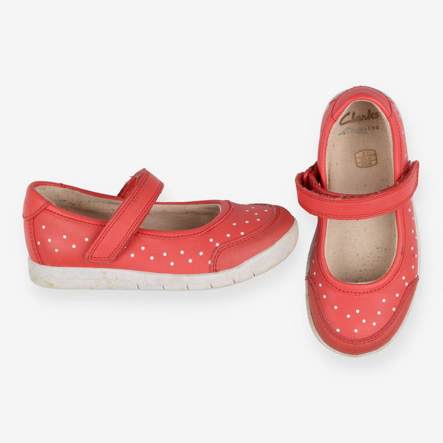 Coral pink polka dot shoes