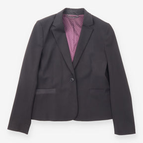 Black Wool Blend Single Breasted Blazer