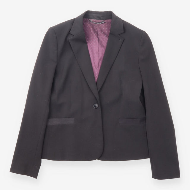 Black Wool Blend Single Breasted Blazer