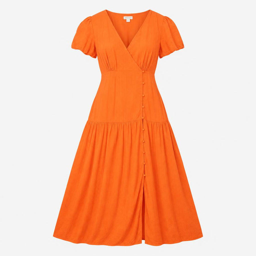 Bright Coral Orange 100% EcoVero Viscose Lined But