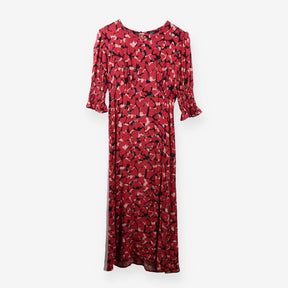 Pink Red Black Heart Print Tea Dress
