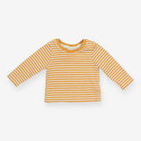 Long sleeve yellow and cream striped t-shirt