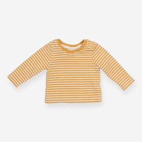 Long sleeve yellow and cream striped t-shirt