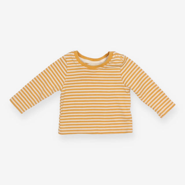 Long sleeve yellow and cream striped t-shirt