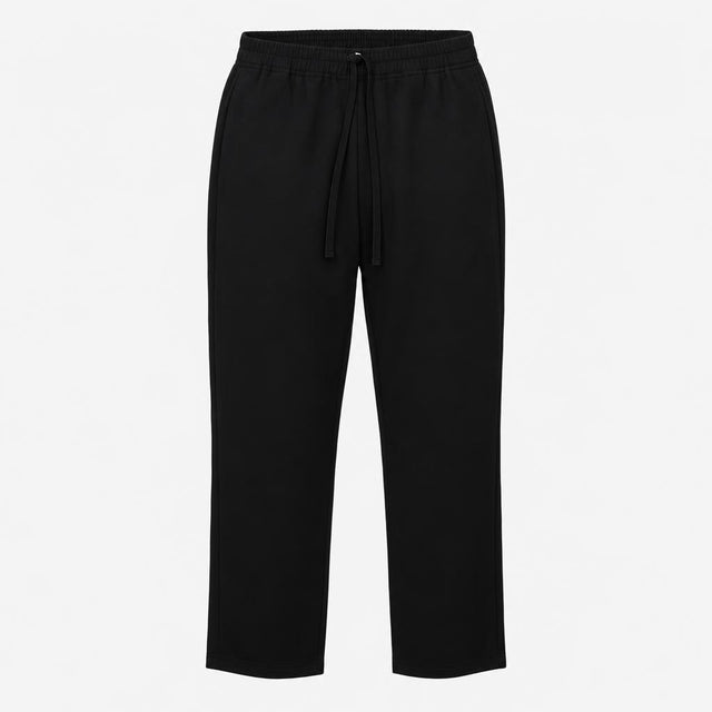 Trousers Black Drawstring Elastic Waist Tapered Le