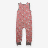 Dungarees pink white bunnies