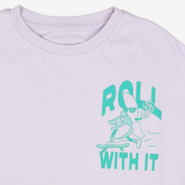 Tee SS lilac Roll with It