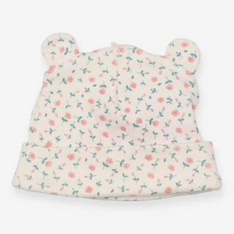 Baby Hat Cream and Pink Floral Ears
