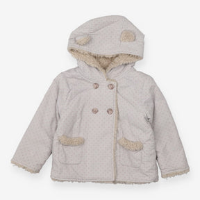 Cord Fleece Lined Jacket Grey with Pink Spots