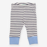 Leggings White with Navy Stripes