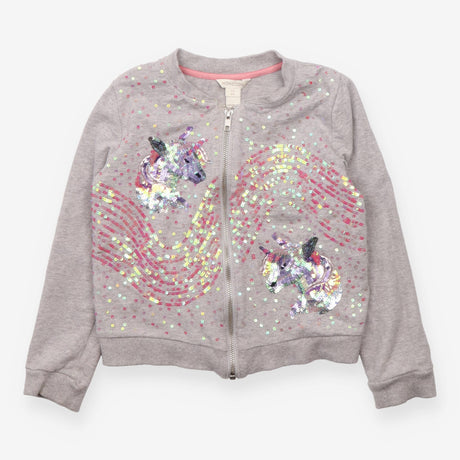Jacket grey sequins unicorn