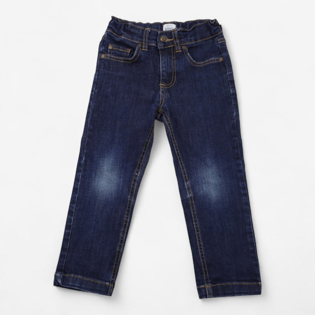 Jeans dark blue with faded knees
