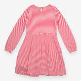 Dress long sleeve pink and white stripe swan