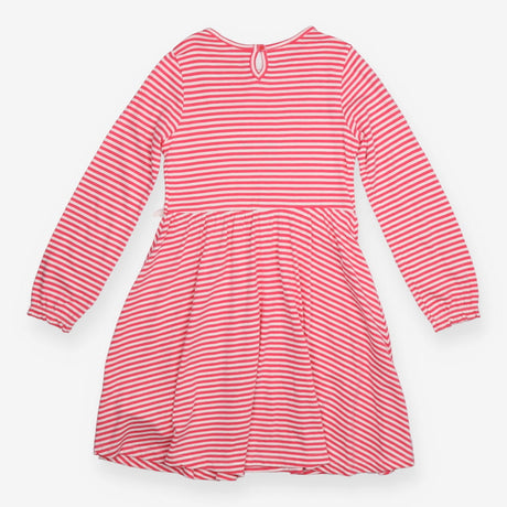 Dress long sleeve pink and white stripe swan