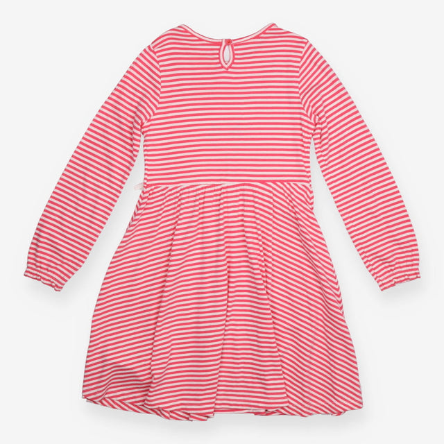 Dress long sleeve pink and white stripe swan