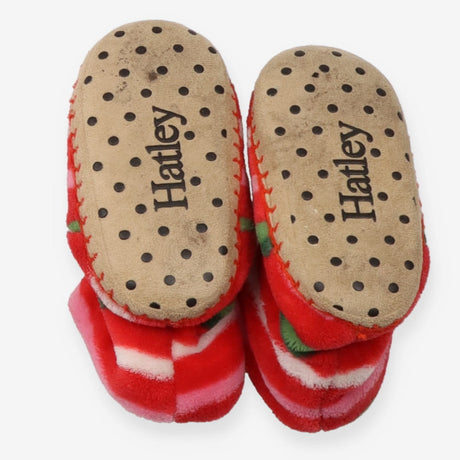 Slippers red pink white green striped
