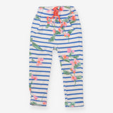 Blue Striped Floral Leggings 