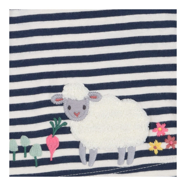 Dress LS jersey navy white stripe sheep