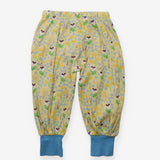 Joggers yellow flowers blue cuffs