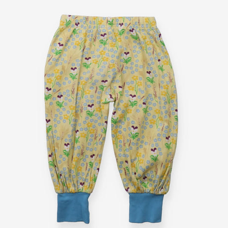 Joggers yellow flowers blue cuffs
