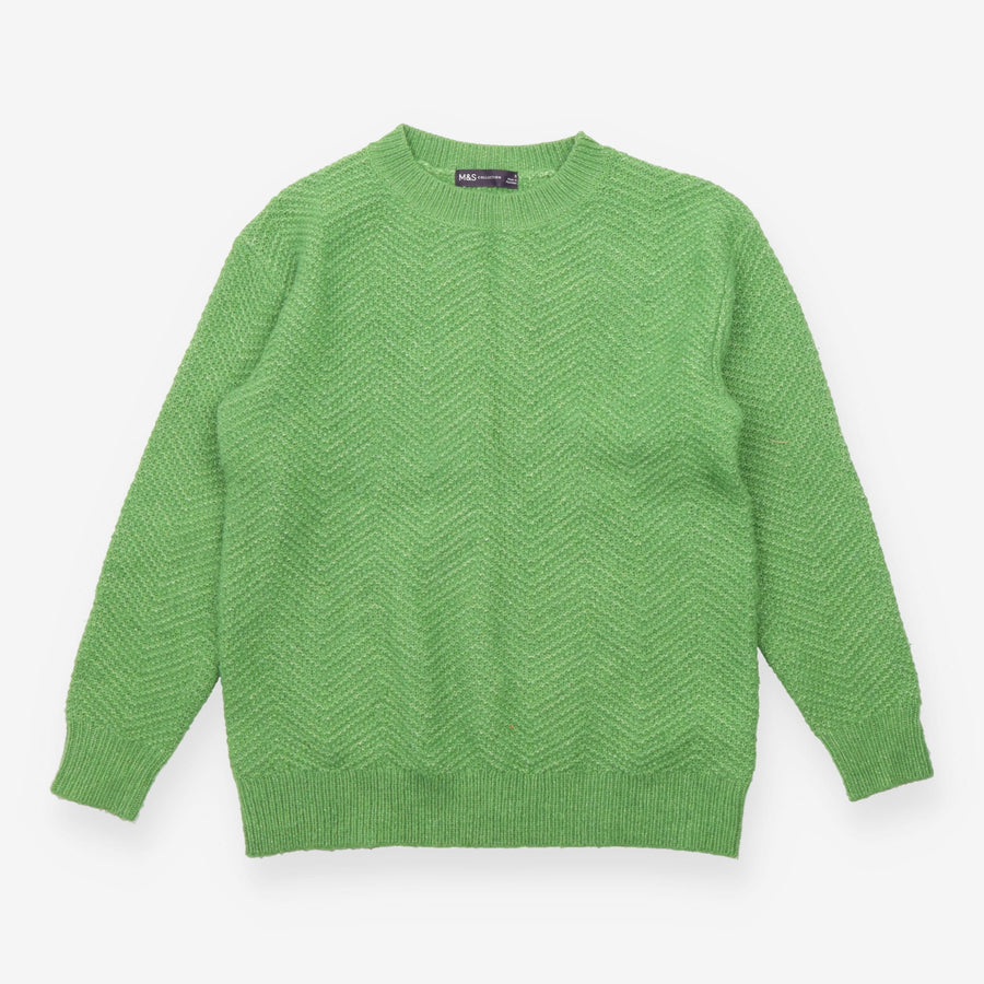 Apple Green Textured Crew Neck Jumper