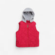Cherry padded Gilet with grey hood 