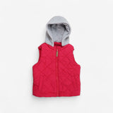 Cherry padded Gilet with grey hood 
