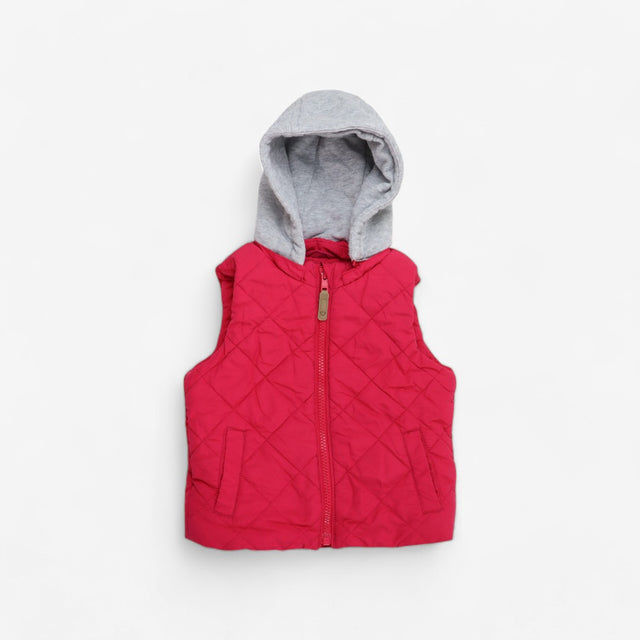 Cherry padded Gilet with grey hood 