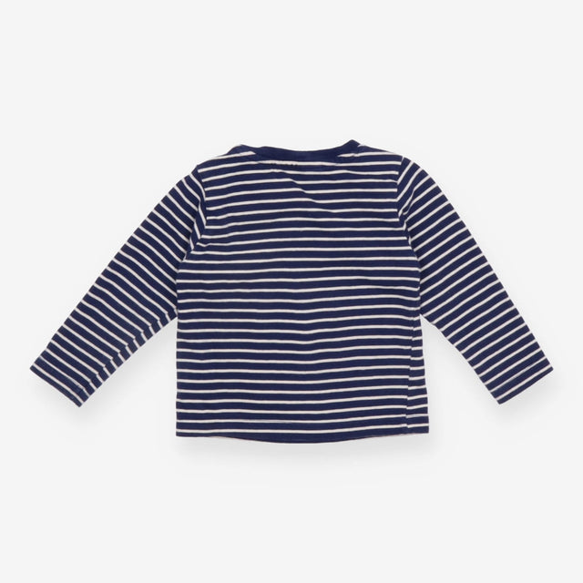 T-shirt Long Sleeve Navy Stripe Orange Trim