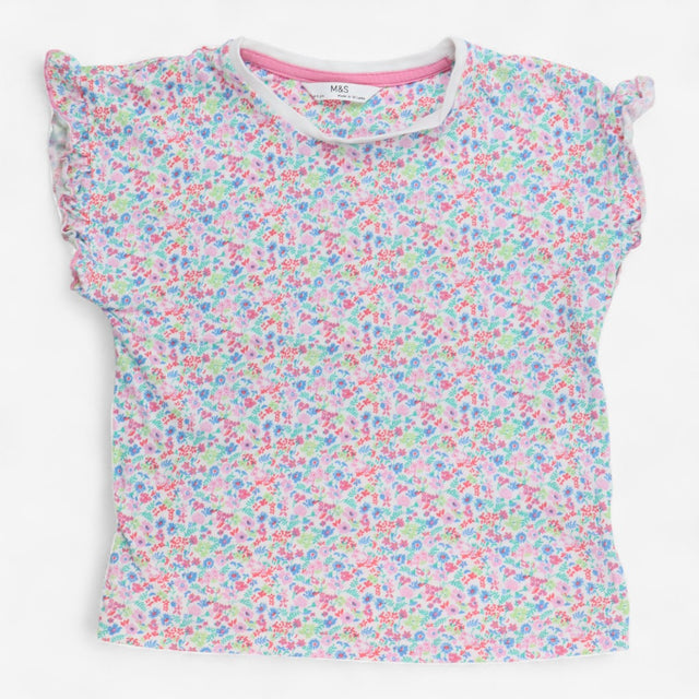 Dress Pinafore Denim Bunny and Floral T-shirt