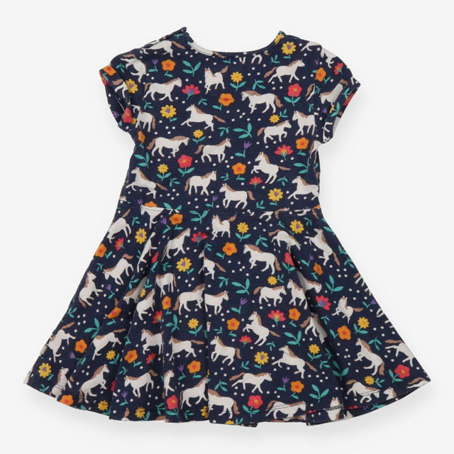 Dress Short Sleeved Navy Horses and Flowers