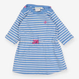 Dress long sleeve blue striped pink drawstring