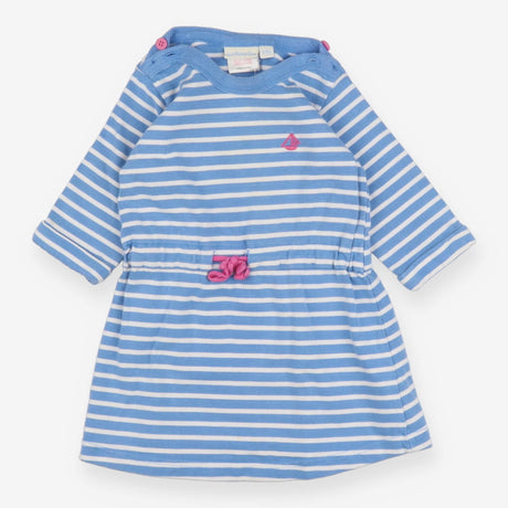 Dress long sleeve blue striped pink drawstring