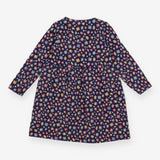 Dress LS jersey navy blue flowers 4 wood buttons