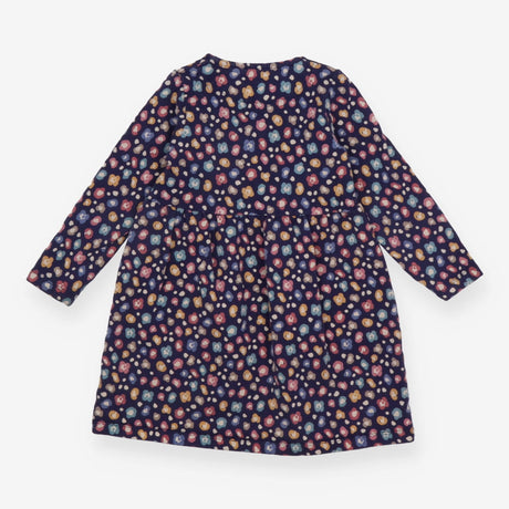 Dress LS jersey navy blue flowers 4 wood buttons