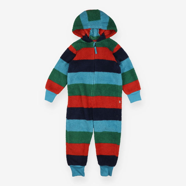 Onesie orange navy blue green striped