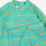 Rash Vest & Swim Shorts Green with Crocodiles