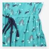 Jumpsuit Teal Green Peacock Print Organic Cotton S
