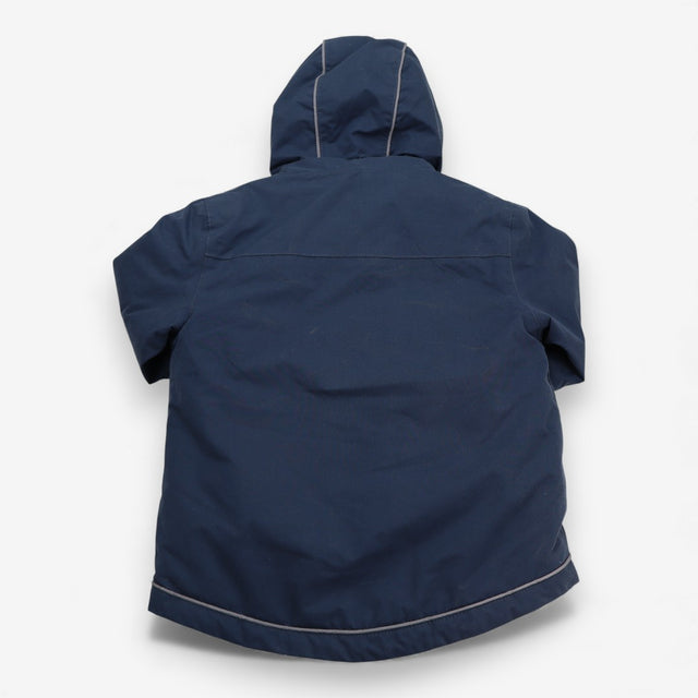 Navy coat with striped detachable fleece