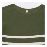 Olive Khaki Green White Striped 100% Cotton Fine K
