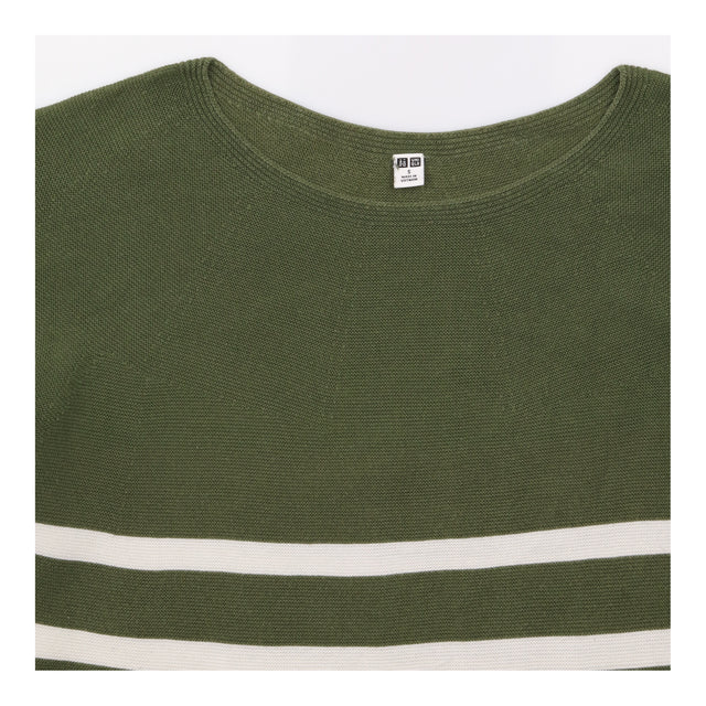 Olive Khaki Green White Striped 100% Cotton Fine K