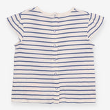 T-Shirt Short Sleeve Blue Stripe with Frill Sleeve